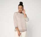 French Terry Sailor Striped Blouson Top - Vintage Khaki
