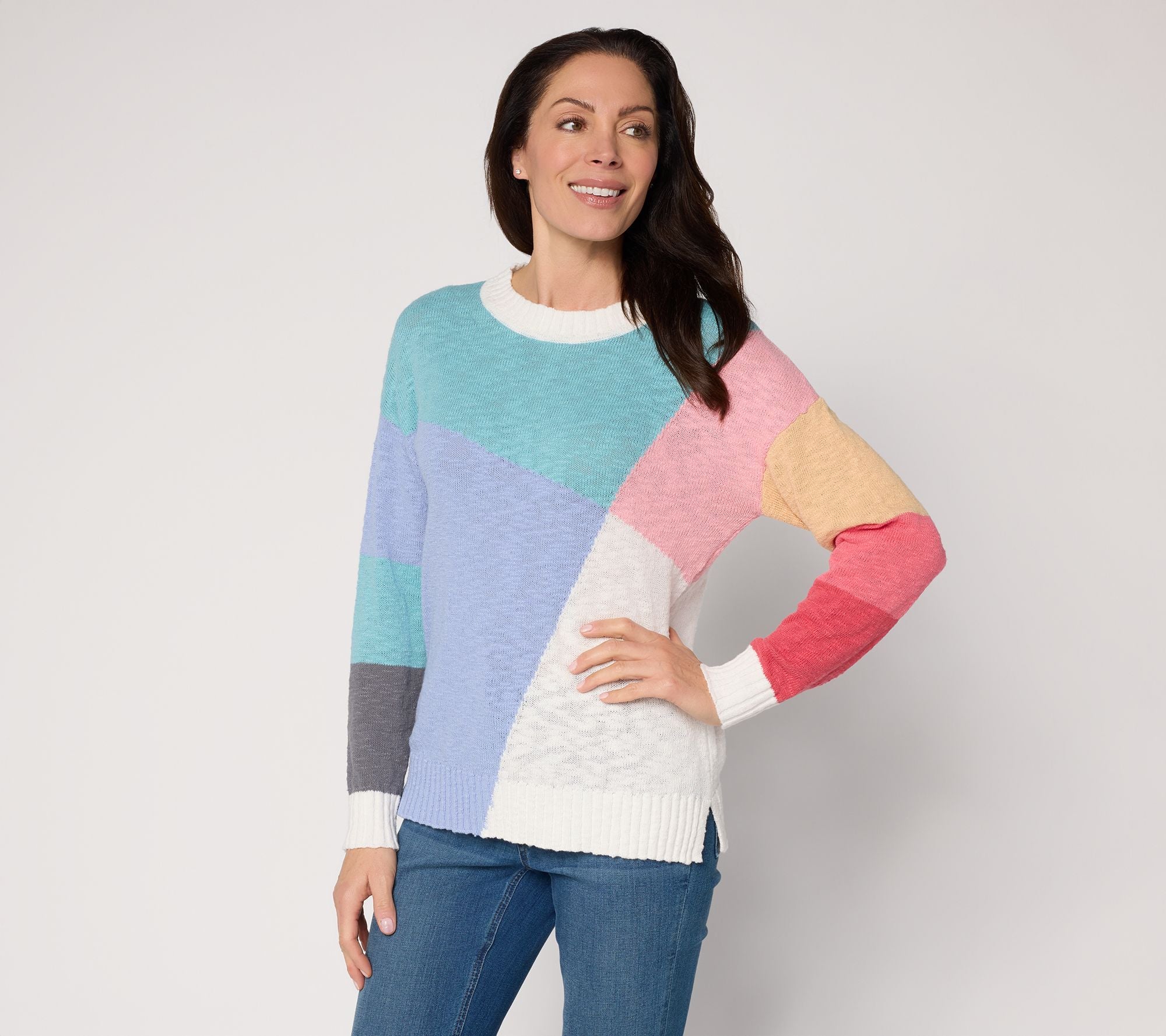 Criss Crossed Color Block Sweater - Dusty