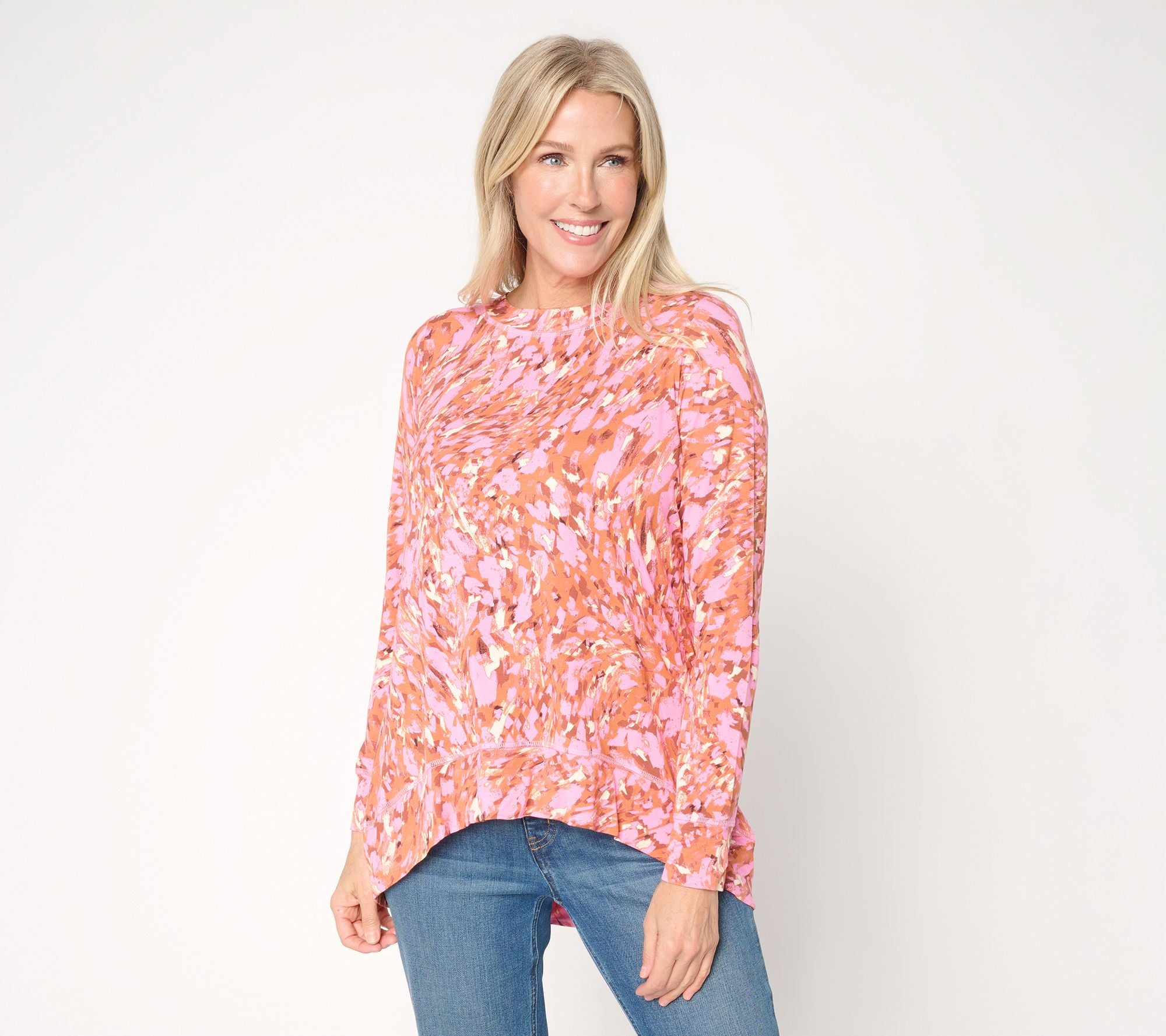 Rayon Spandex Wild Elegance Hi-Low Top - Pink