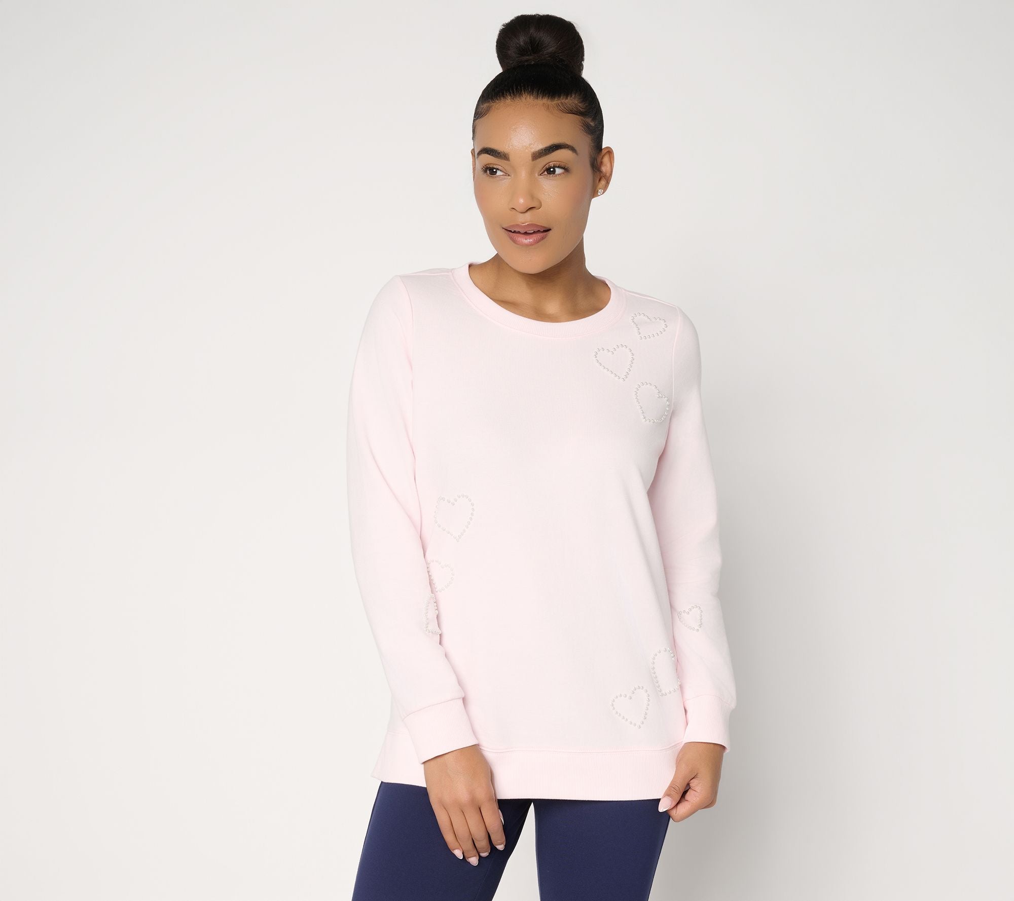 French Terry Pearly Heart True Love Top - Pink Quartz