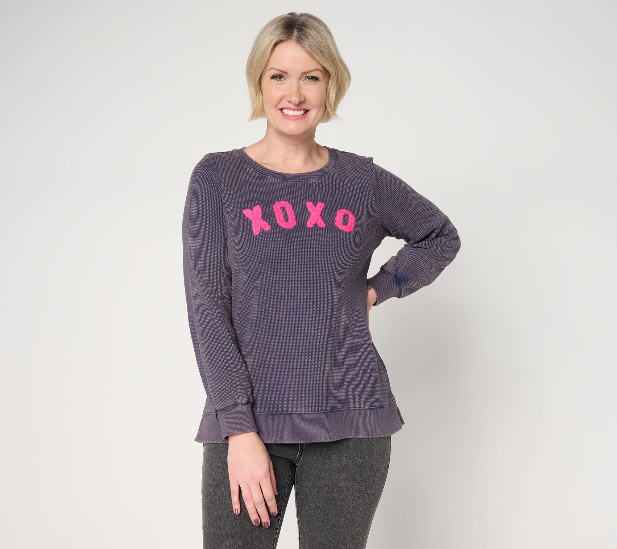 Snow Washed Waffle True Love Top - Twilight
