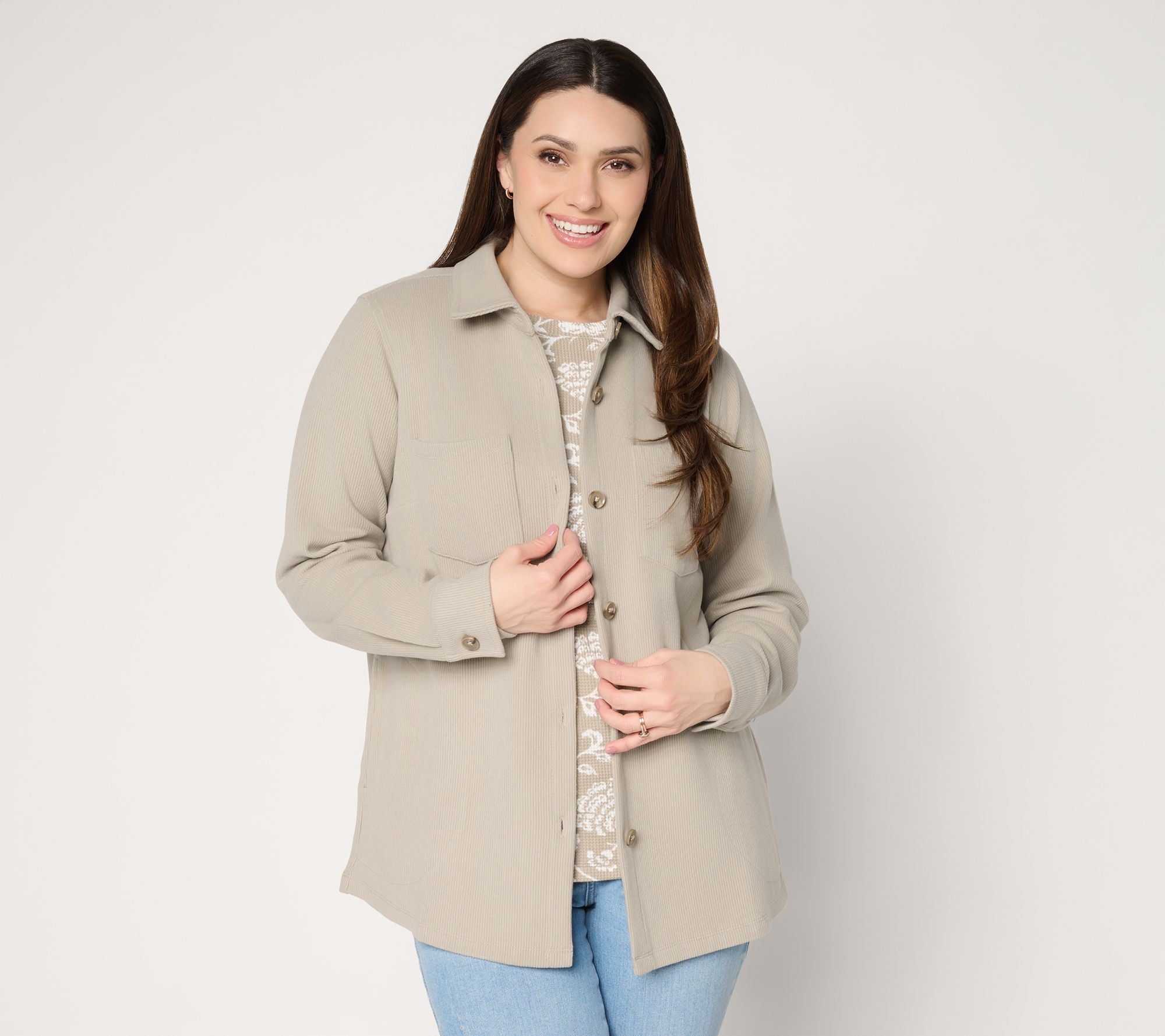 Quiet Luxury Knit Corduroy Big Shirt - Vintage Khaki
