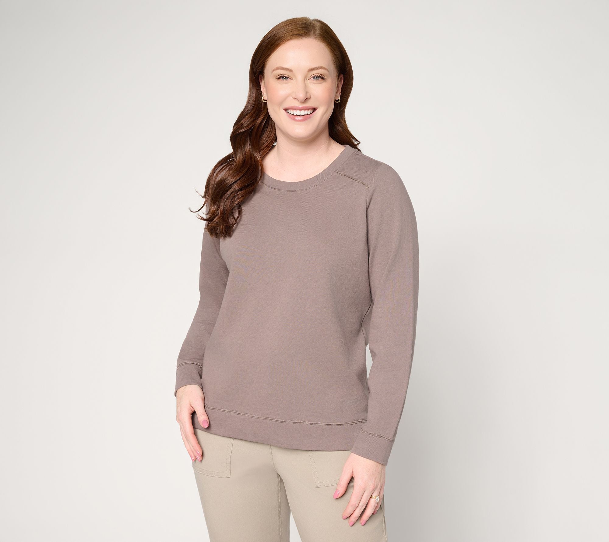 Cotton French Terry Crewneck Sweatshirt - Smokey Taupe