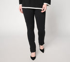 Ponte Slim Cigarette Pant with Slits - Black