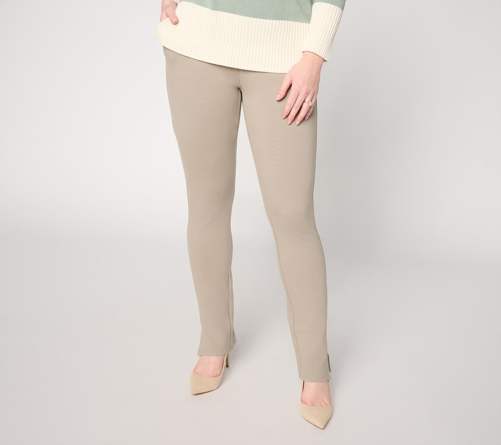 Ponte Slim Cigarette Pant with Slits - Vintage Khaki