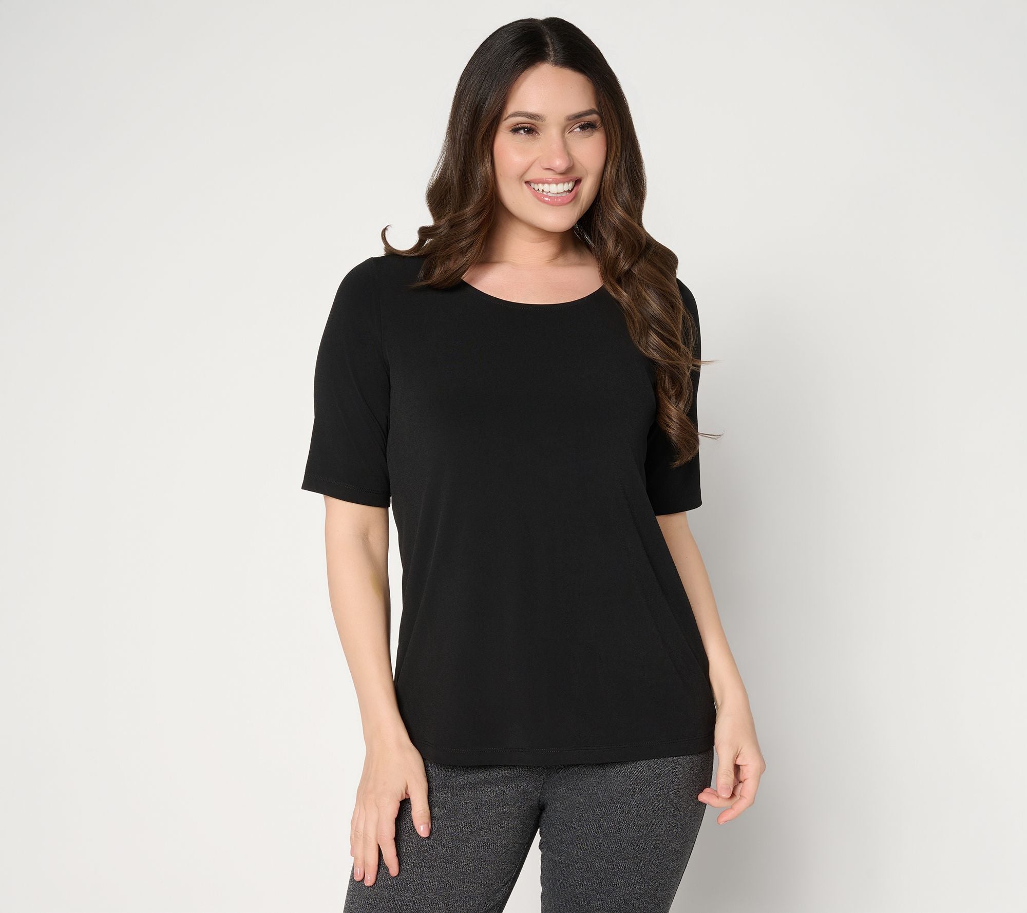Essentials Liquid Knit Scoop Neck Top - Black