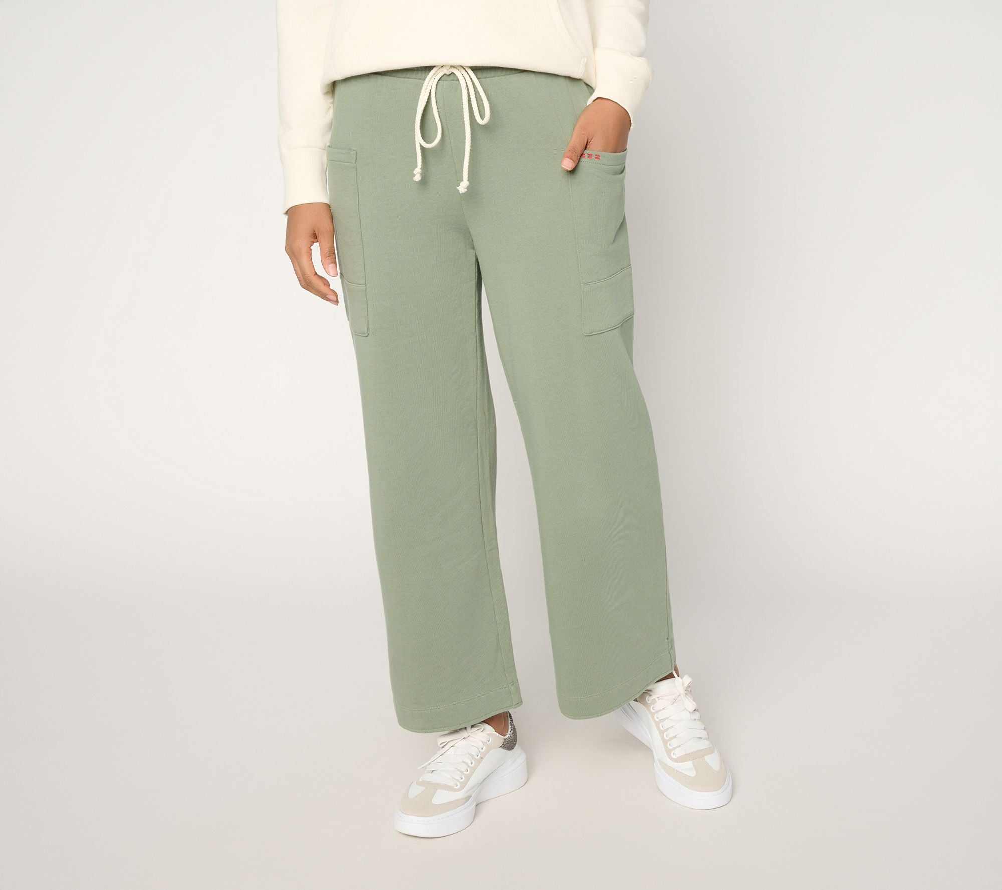 French Terry Cargo Ankle Pants - Sage