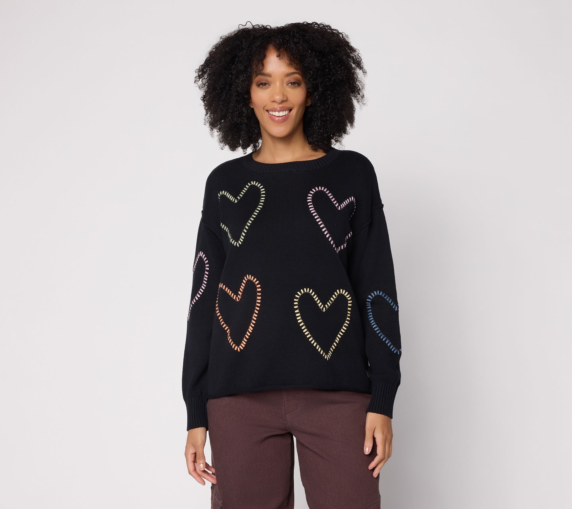 100% Cotton Novelty Motif Sweater - Black