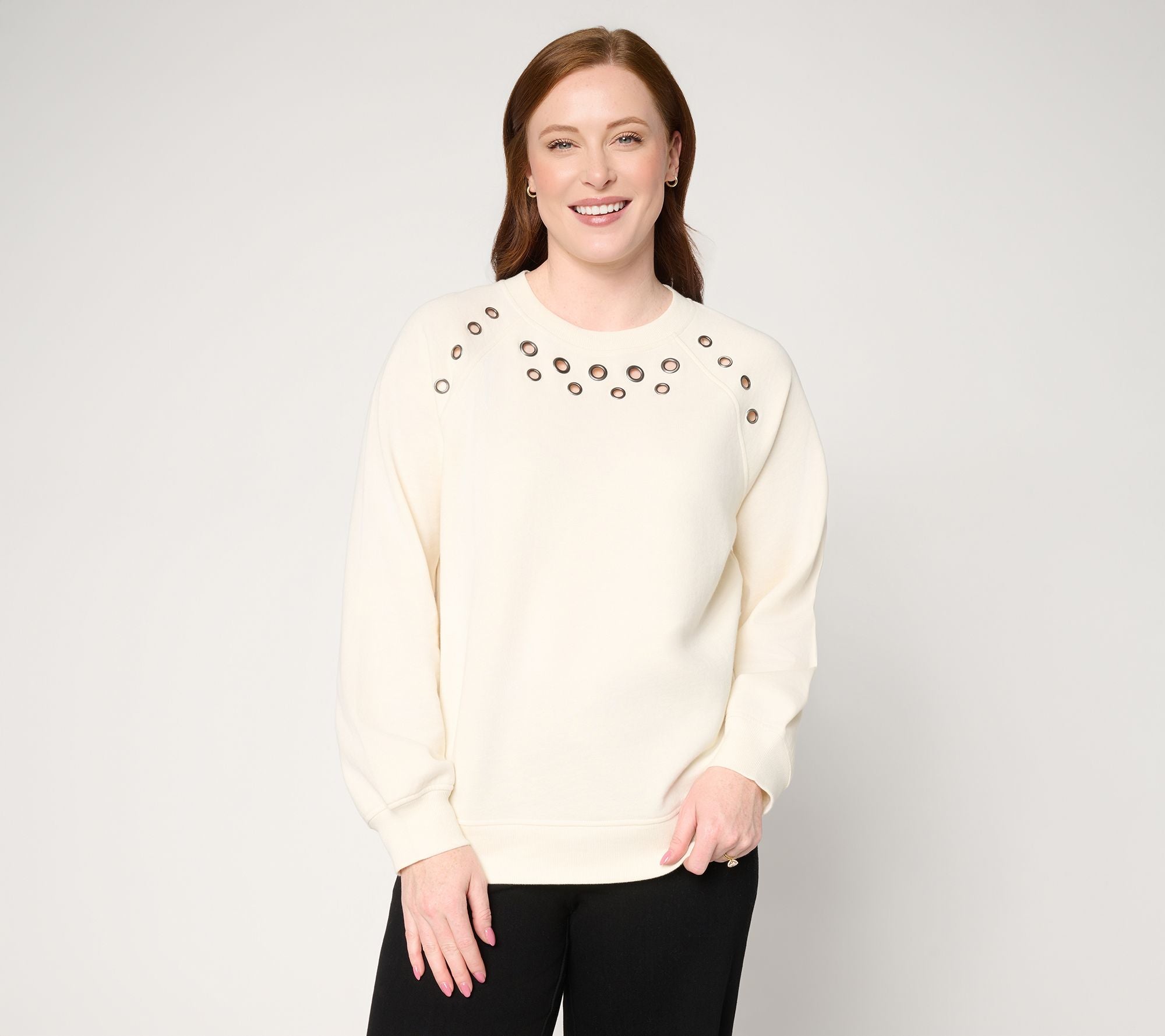 Grommet Detail Sweatshirt - Pristine