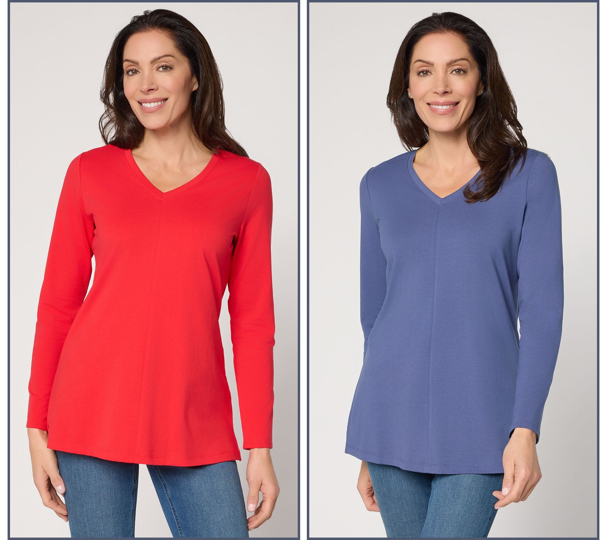 Essentials Perfect Jersey 2-Pack Tunics - TomatoRedIndigo