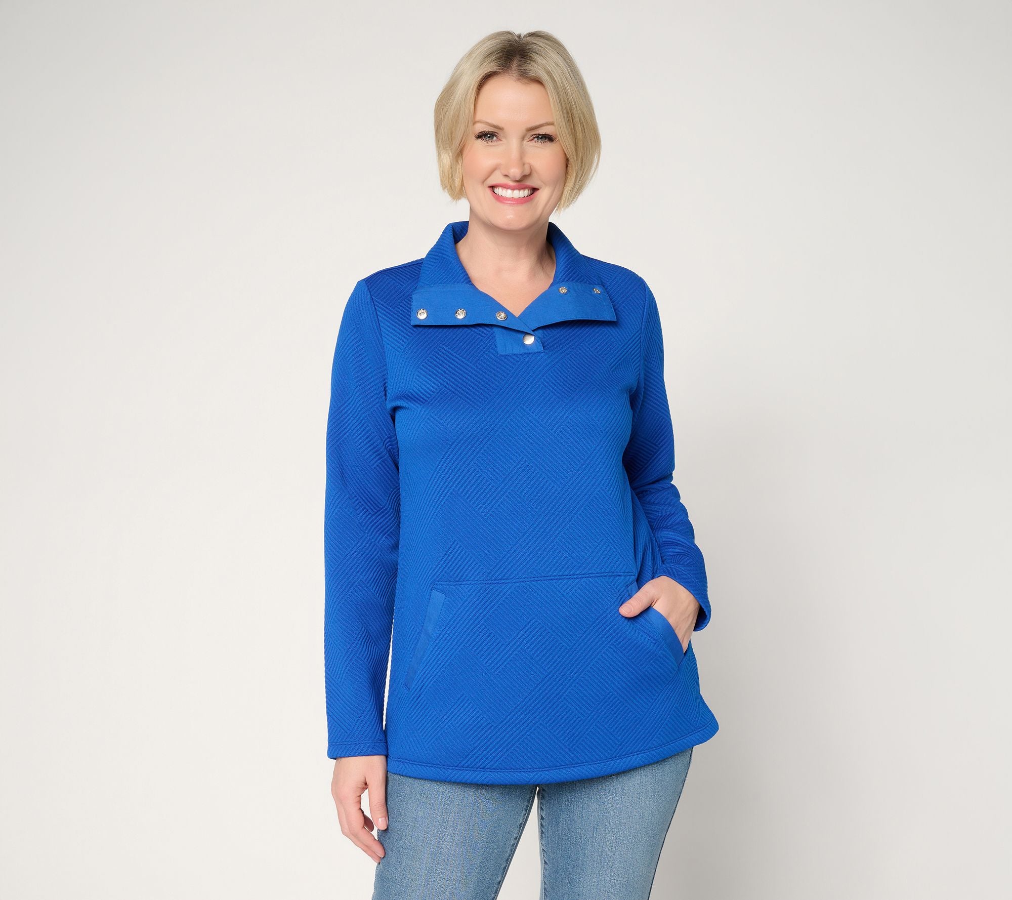 ACTIVE JACQUARD QUARTER SNAP TUNIC - Bright Royal Bl