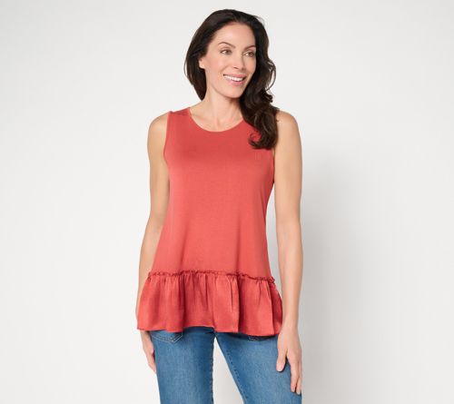 Tank with Satin Crinkle Hem