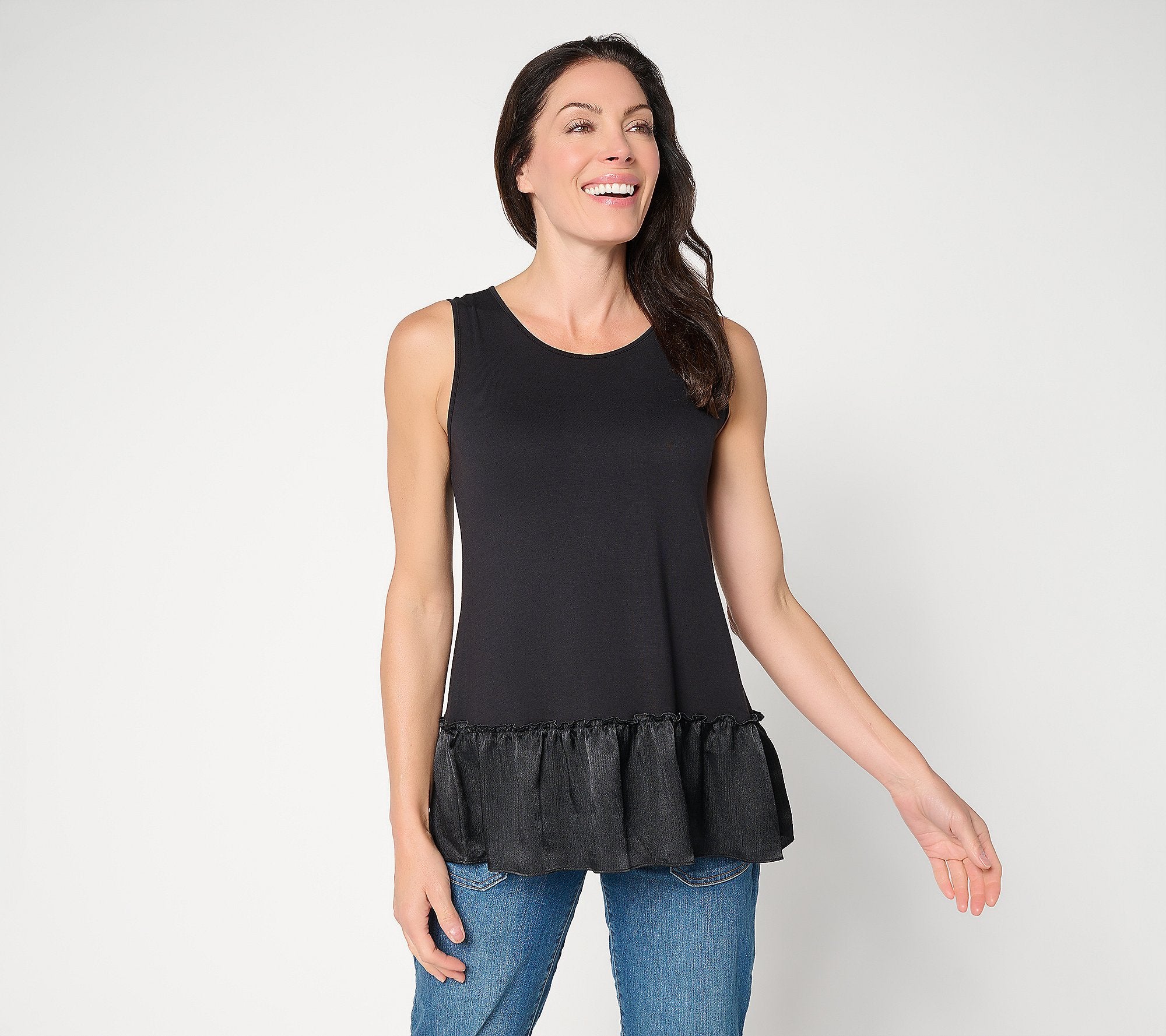 Tank with Satin Crinkle Hem