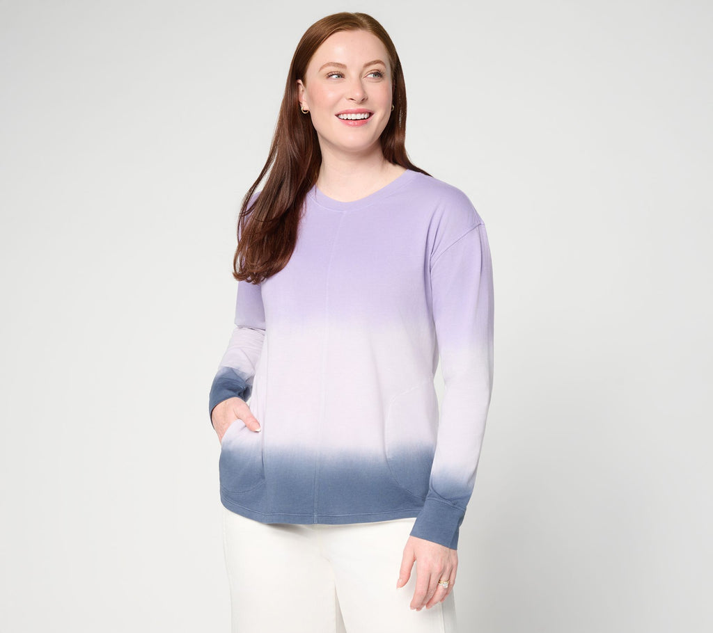 Dip Dye Long Sleeve Top - Lilac/Indigo