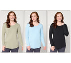 Essentials So Soft Jersey 3-Pack Curved Hem Tops - Bk/ClrSky/Sgras