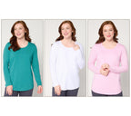 Essentials So Soft Jersey 3-Pack Curved Hem Tops - RchJd/PnkLv/Wht