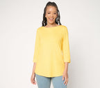 Essentials So Soft Jersey 3/4 Sleeve Boat Neck Top - Sunflower Yellw