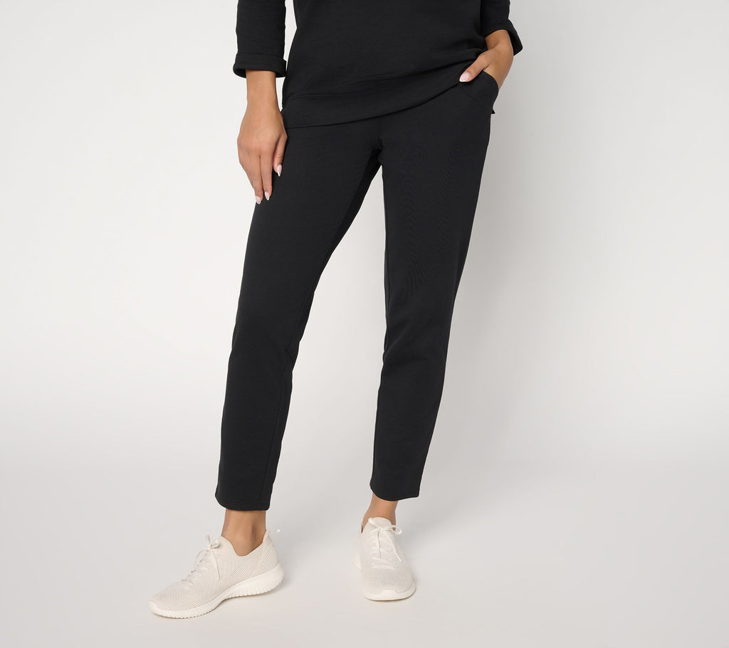 Denim & Co EasyWear French Terry Ankle Pants - Black