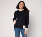 Color Block Hooded Sweater - Black