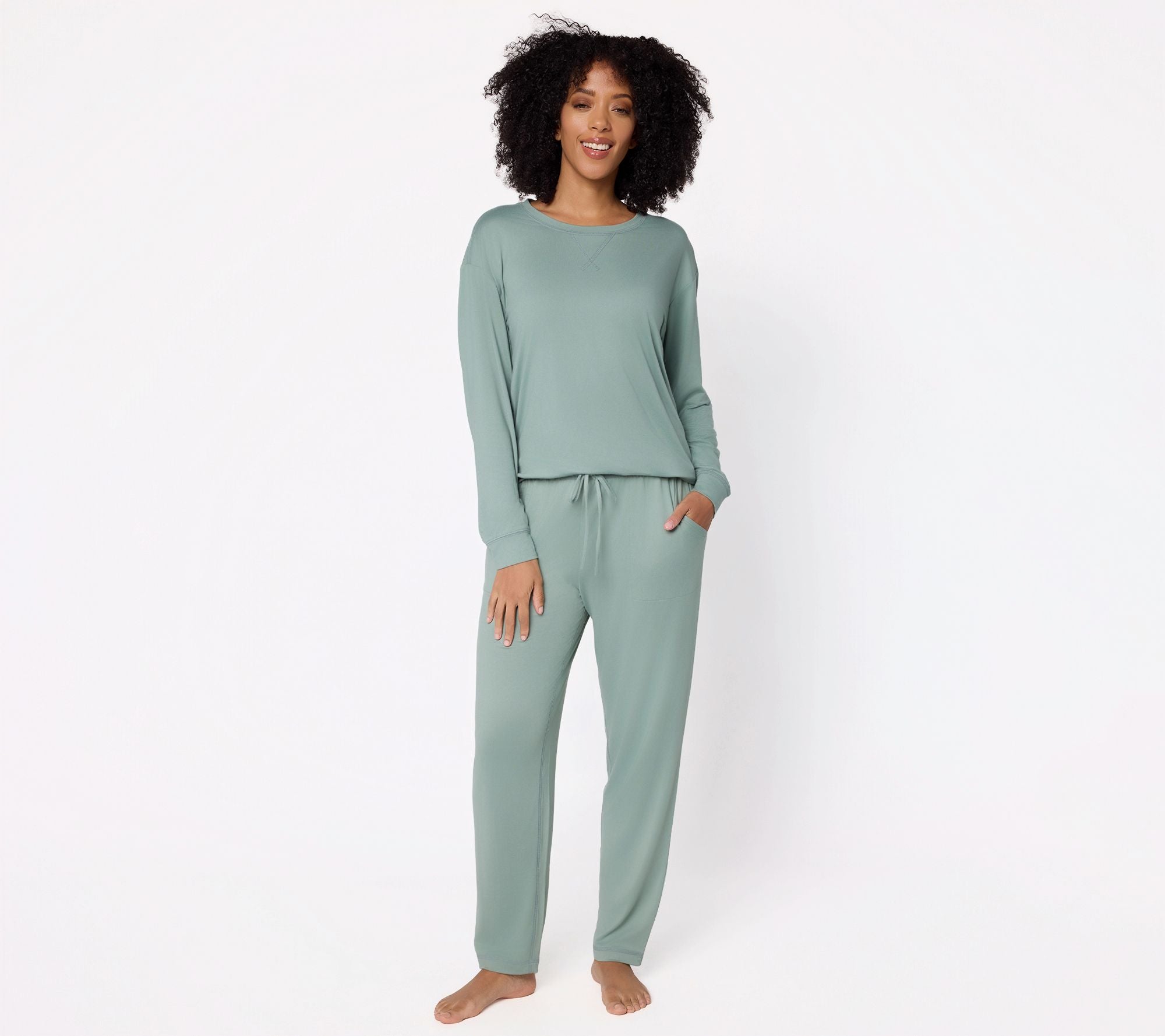 Lush Jersey Long Sleeve Top and Ankle Pant - Sage