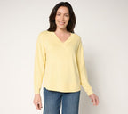 Comfy V-Neck Top with Embroidered Affirmation
