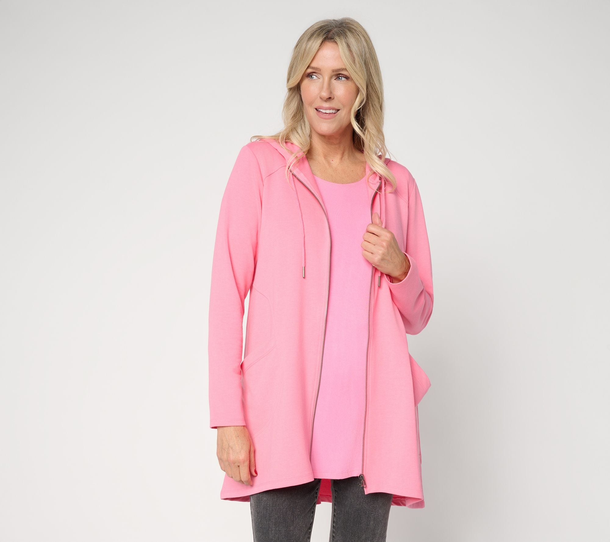 Zip Front Hoodie with Pockets - Confetti