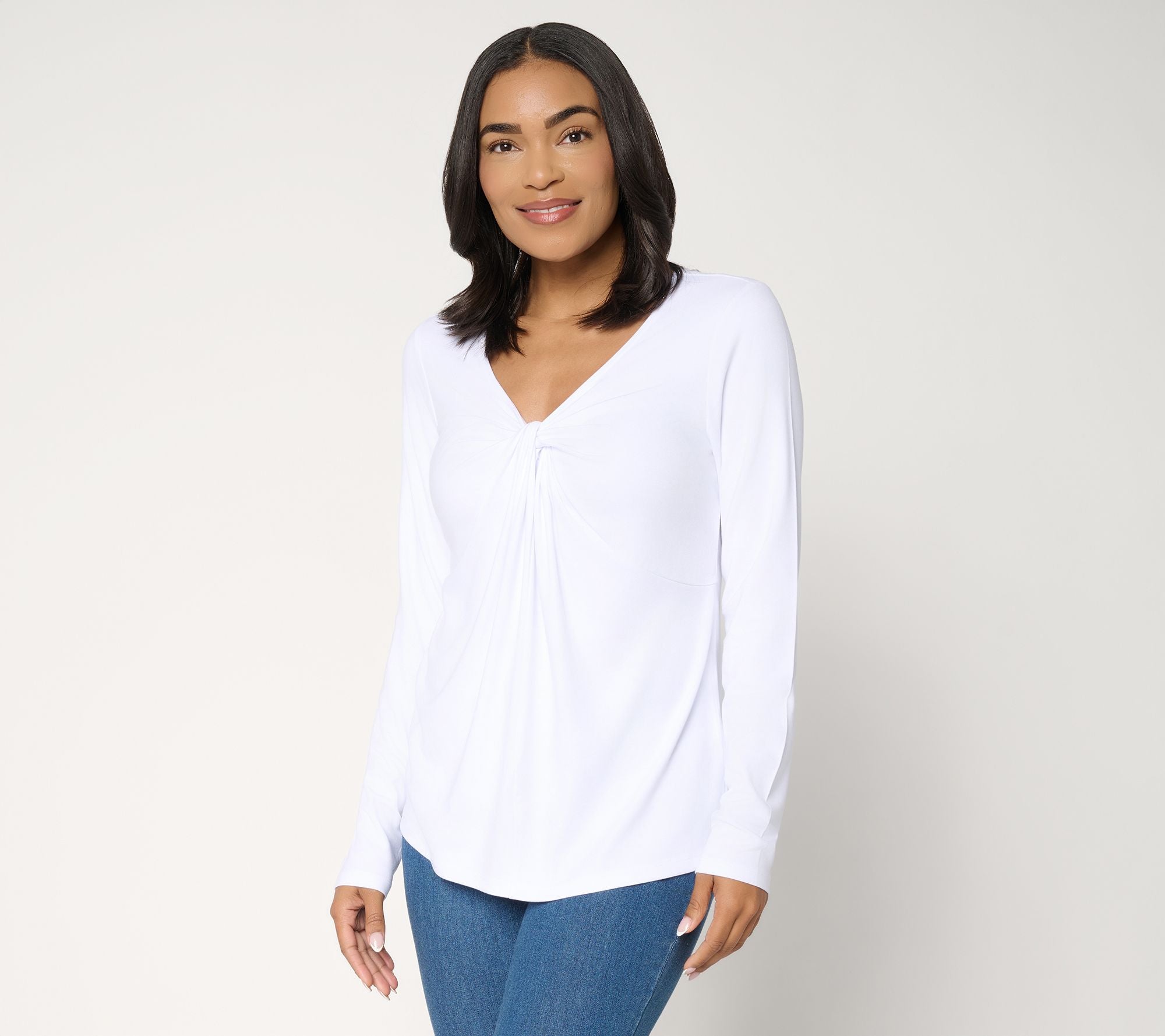 V-Neck Love You Knot Knit Top - White