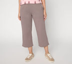 Cotton French Terry Cropped Pants - Smokey Taupe