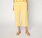Cotton French Terry Cropped Pants - Pineapple