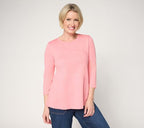 3/4 Sleeve Patchwork Seam Top