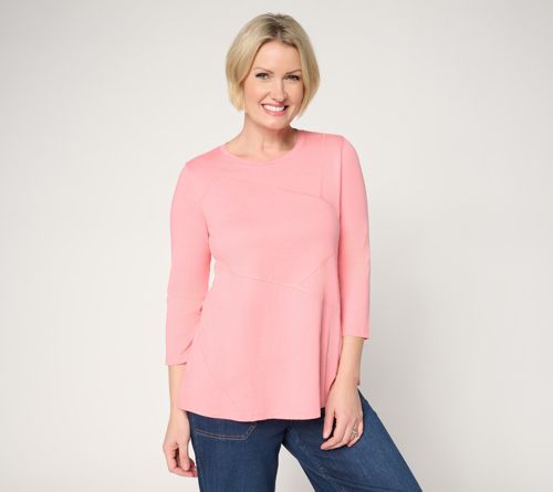 3/4 Sleeve Patchwork Seam Top