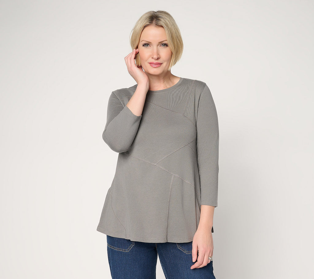 3/4 Sleeve Patchwork Seam Top