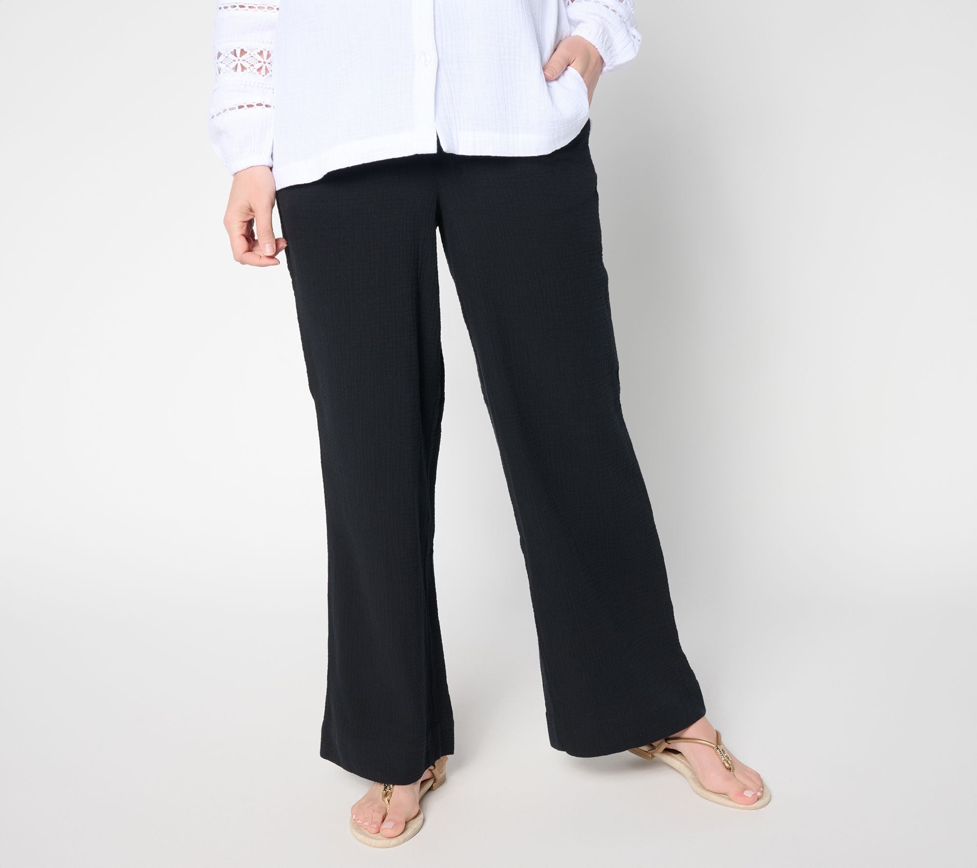 Belle by Kim Gravel Summer Sunset Cotton Gauze Pant - Black