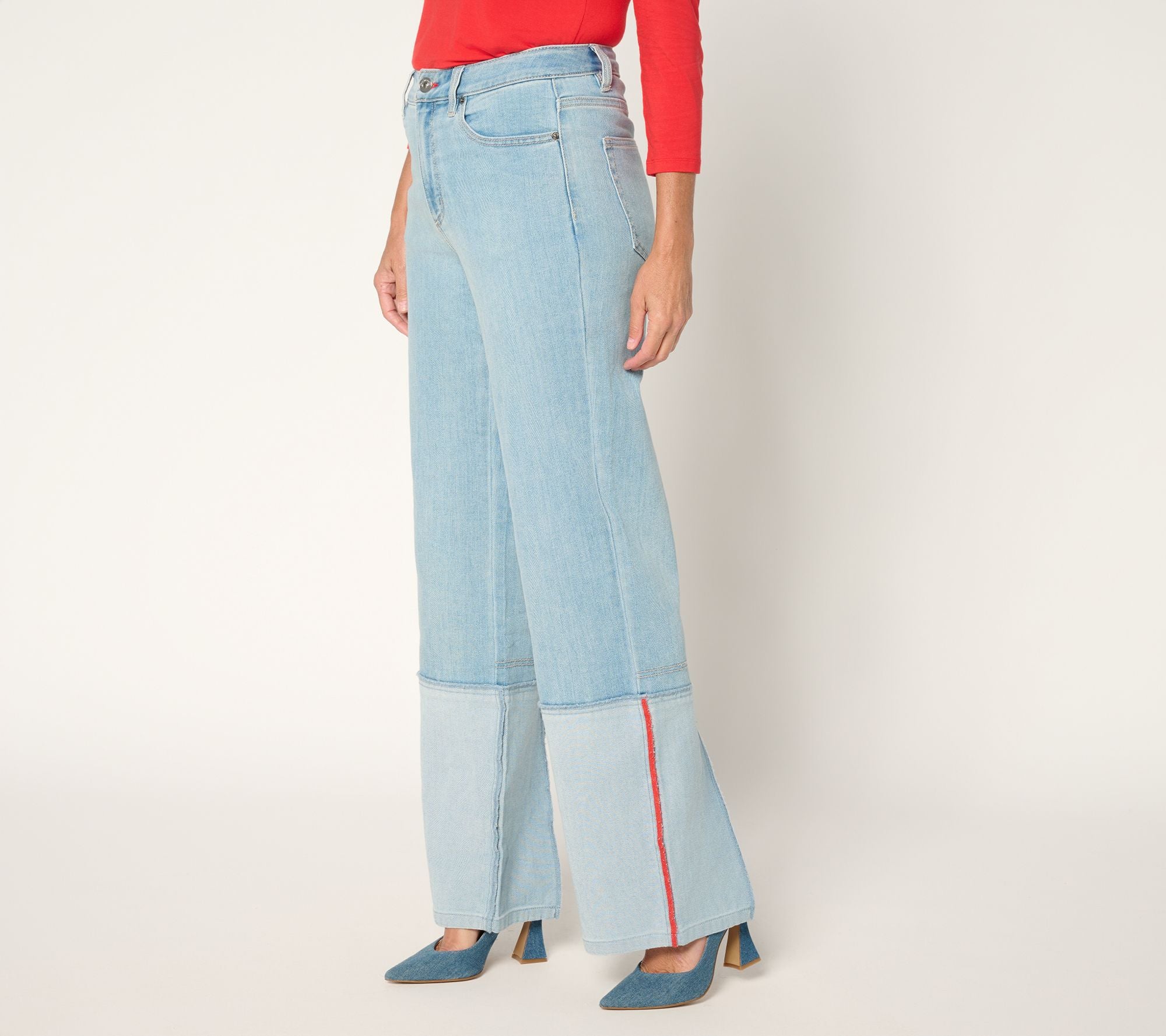 Peace Love World Denim Reverse Pieced Straight Jeans - Light Wash