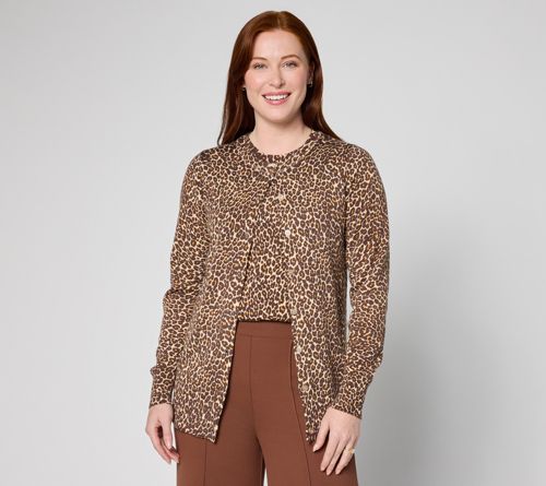 Printed Leopard Button Front Cardigan