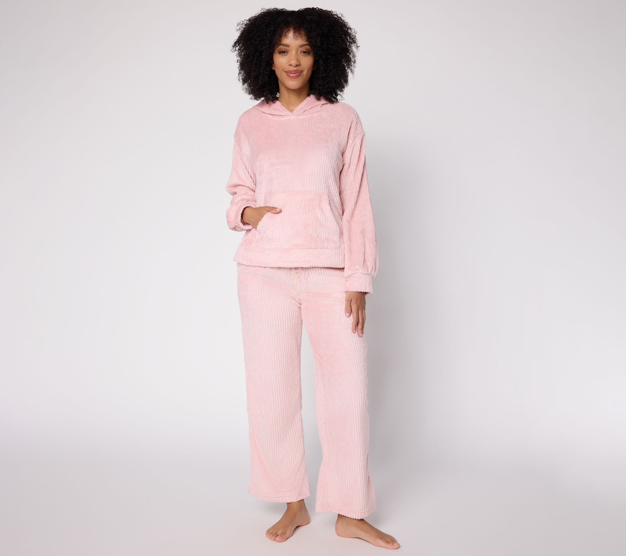 MUK LUKS Silky Velour Lounge Set - Light Pink