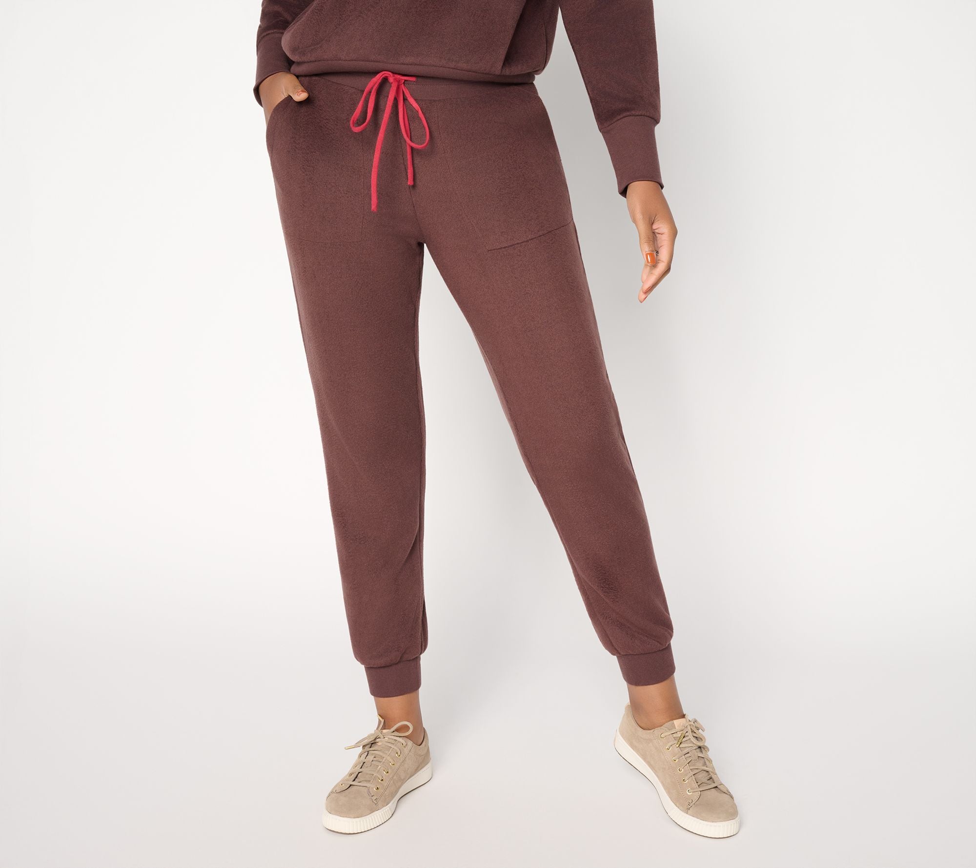 Mally Roncal Cozy Plush Ankle Length Joggers - Mocha