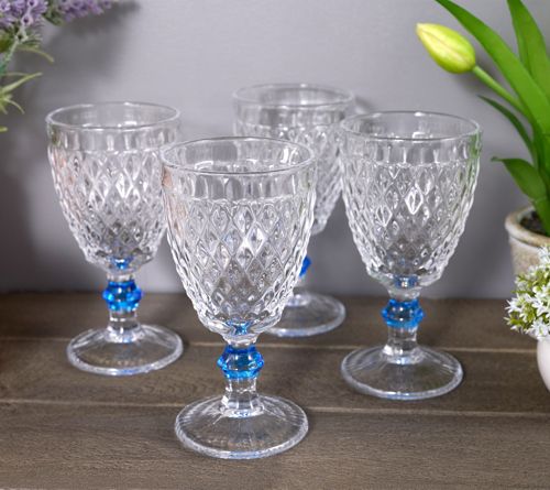 Set of 4 Diamond Pattern Goblet