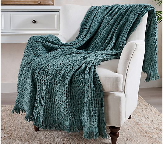 100% Cotton Yarn Dyed Waffle Knit 60x70 Throw