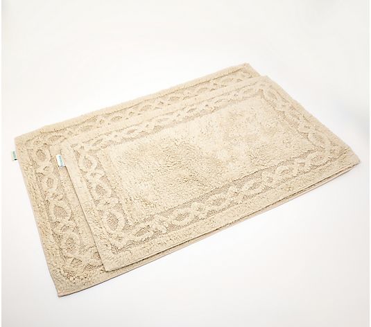 Set of 2 Cotton Lattice Frame Bath Mats