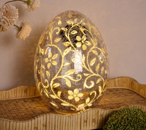 8" Illuminated Glass Egg with Hidden Scene