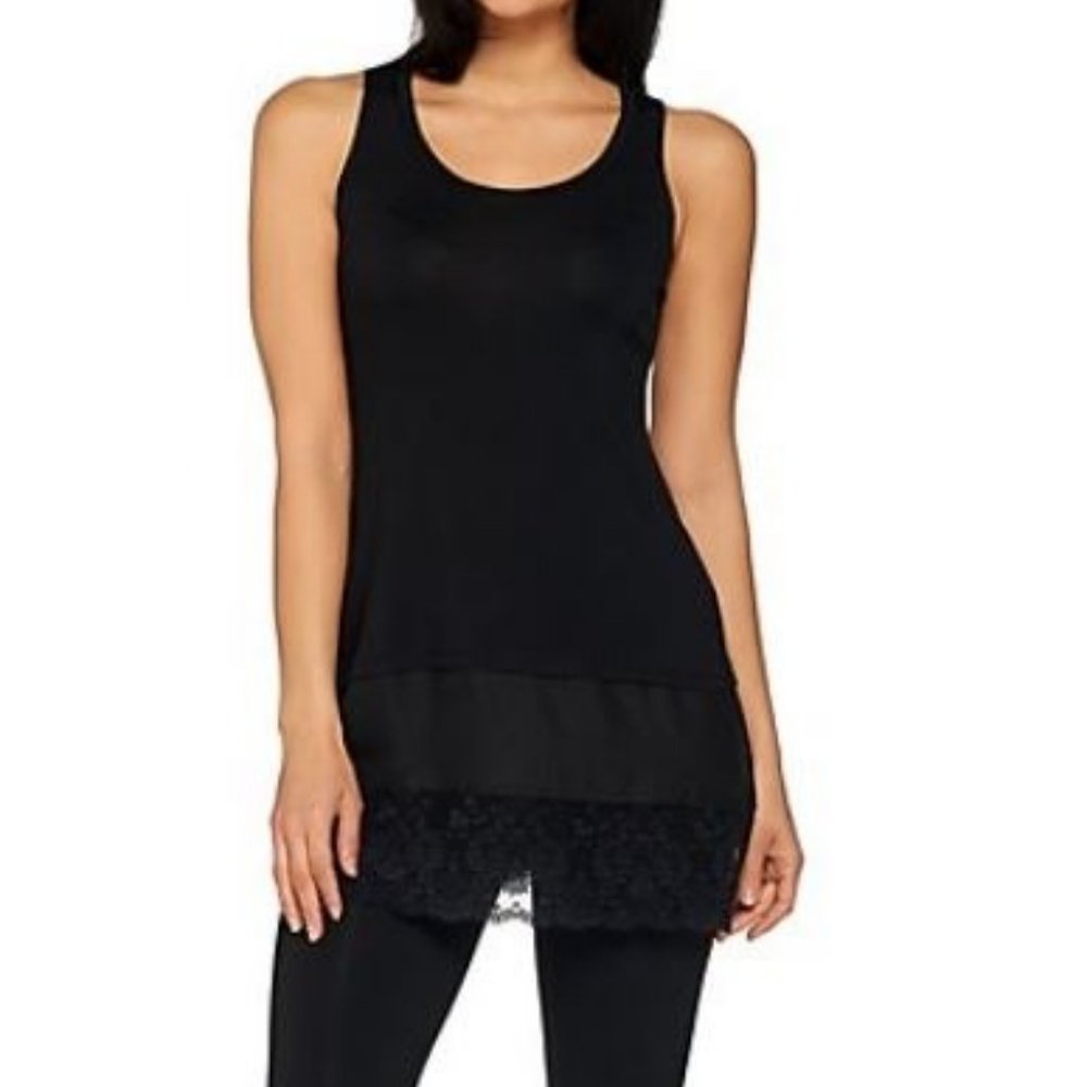 Tank with Satin and Lace Trim