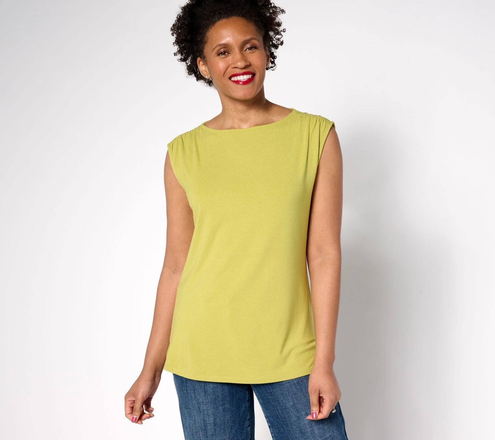 Zarian Refined Knit Gathered Shoulder Tank