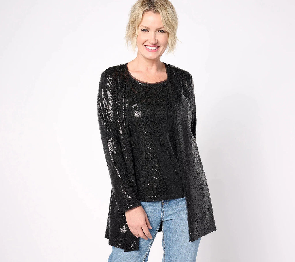 Long Sleeve Sequin Cardigan