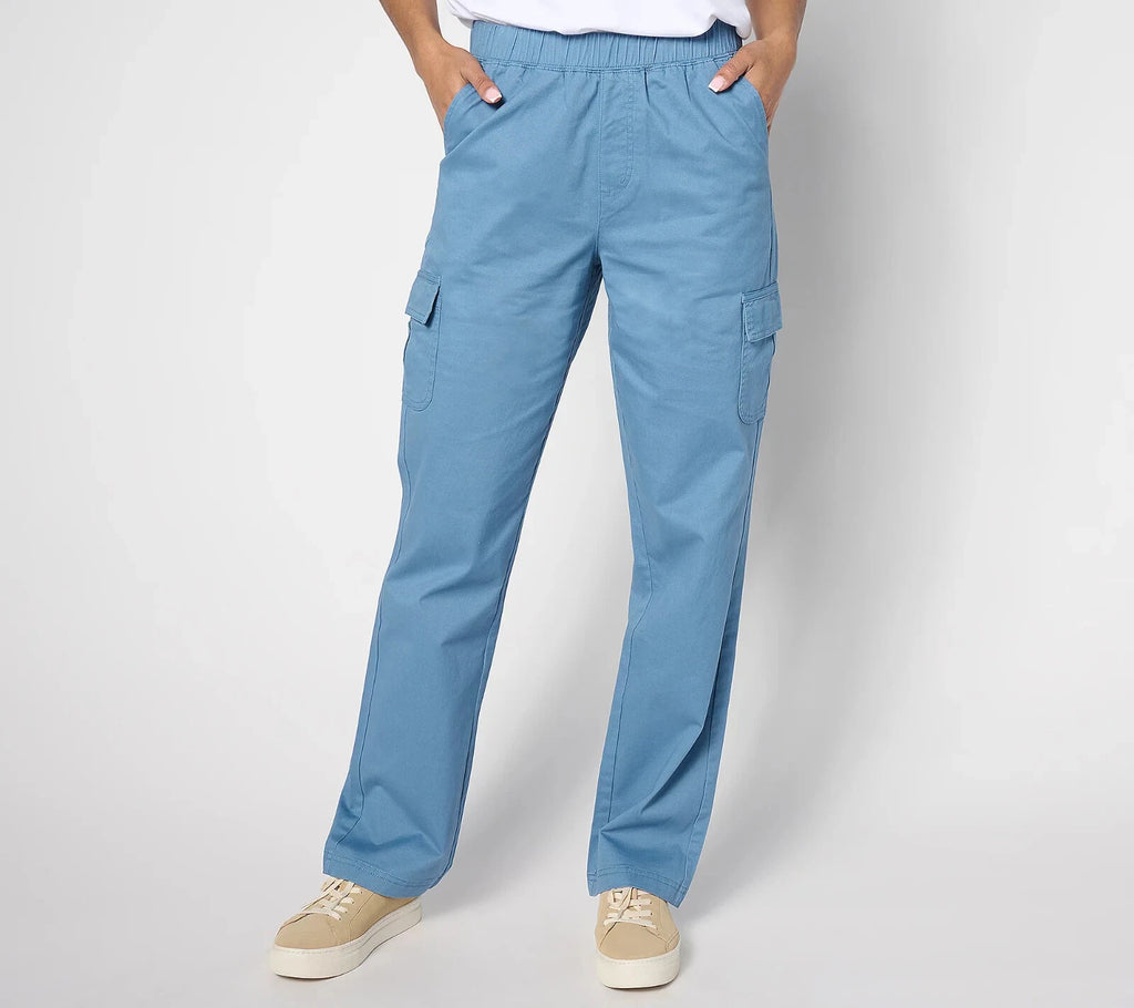 EasyWear Twill Pull-On Cargo Straight Leg Pants