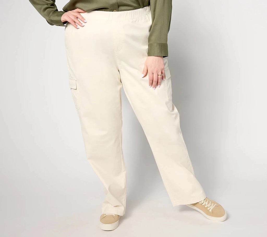 EasyWear Twill Pull-On Cargo Straight Leg Pants