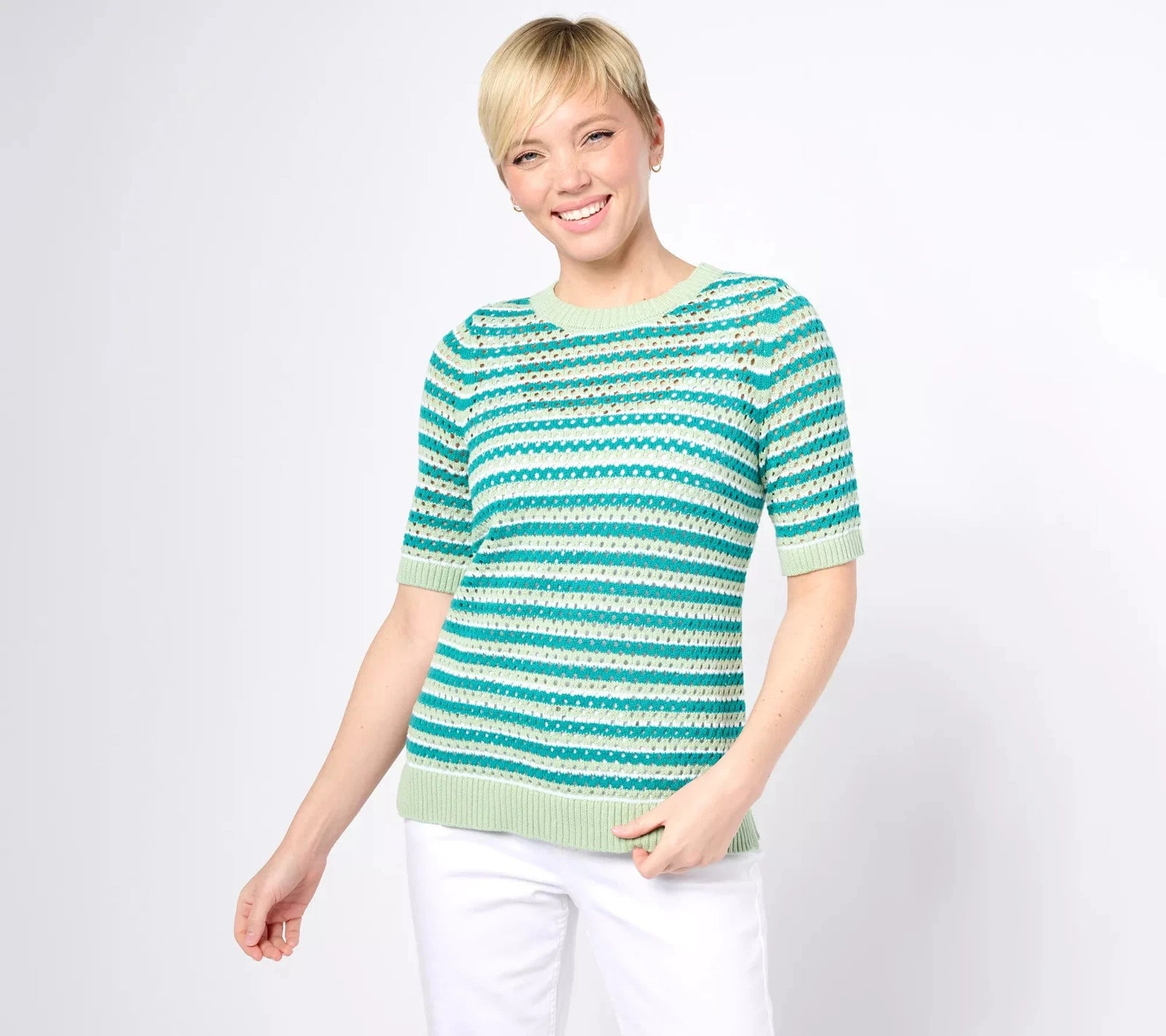 Striped Open Stitch Sweater