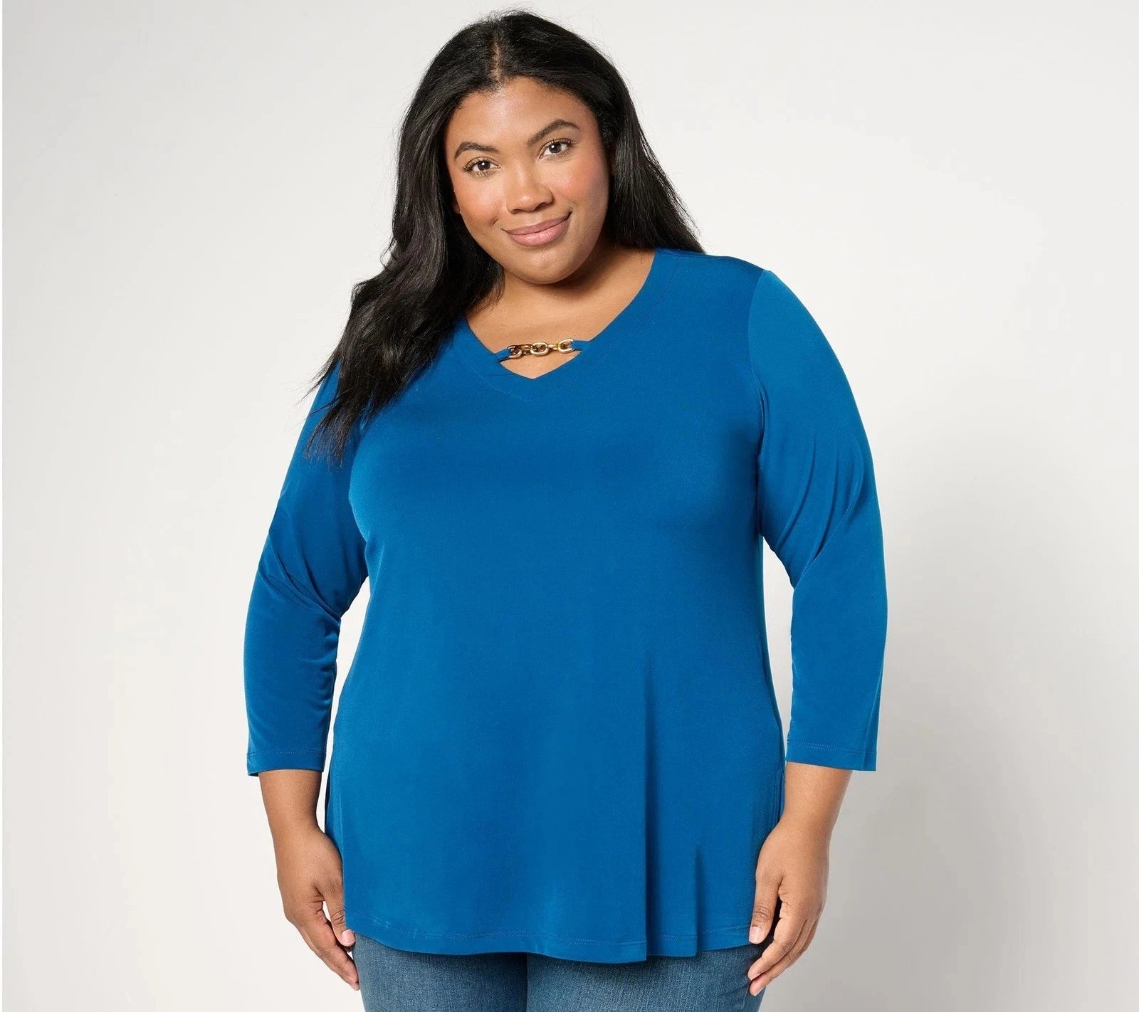 Liquid Knit A-Line Tunic w/ Chain Detail
