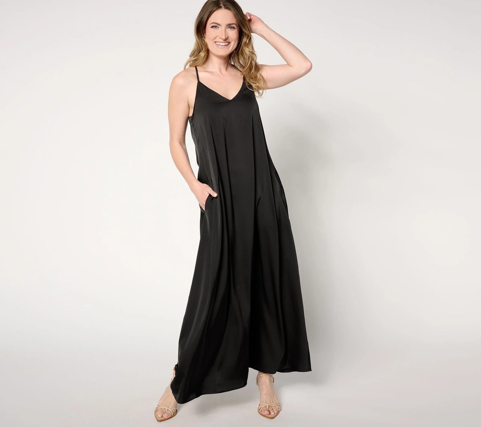 Satin Maxi Dress w/ Shelf Bra
