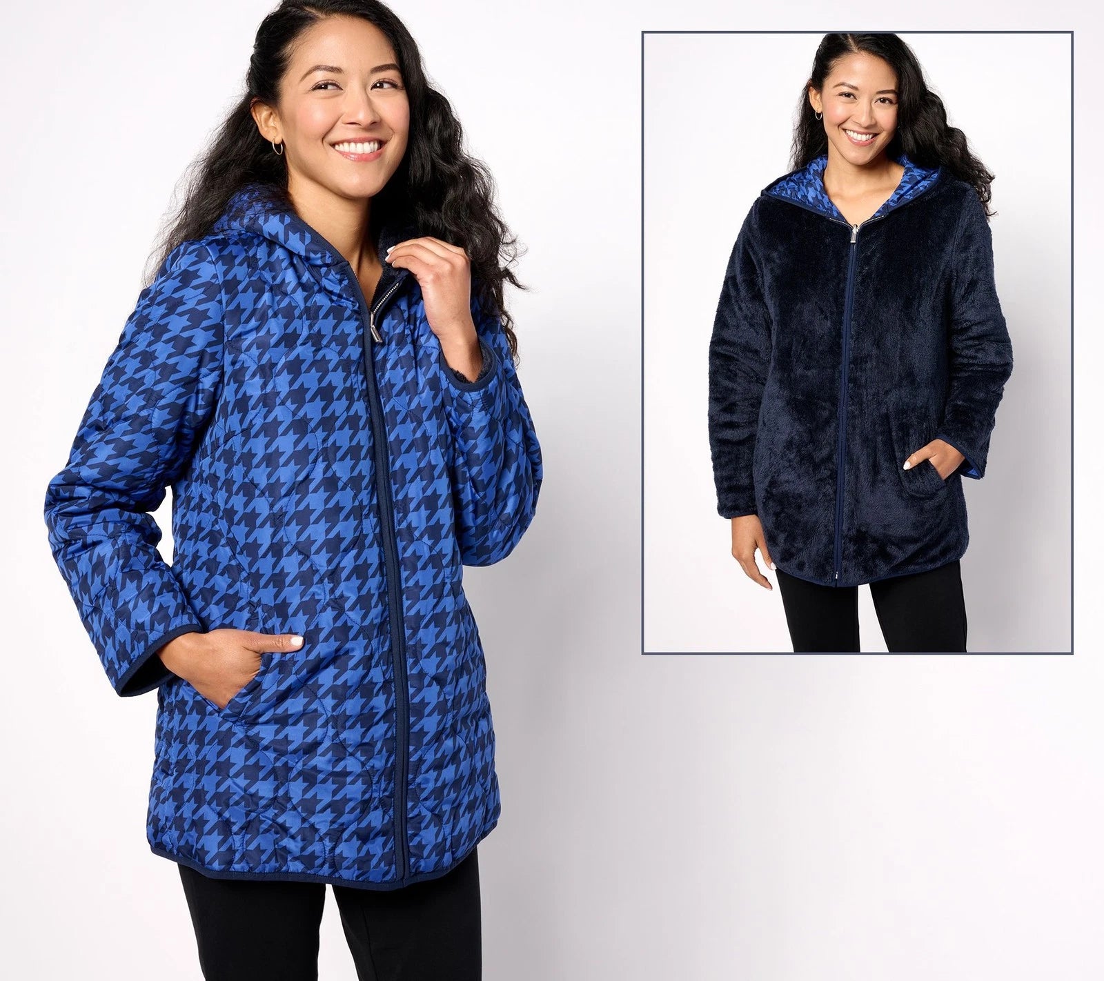 Reversible Quilted Woven & Plush Fleece Jacket
